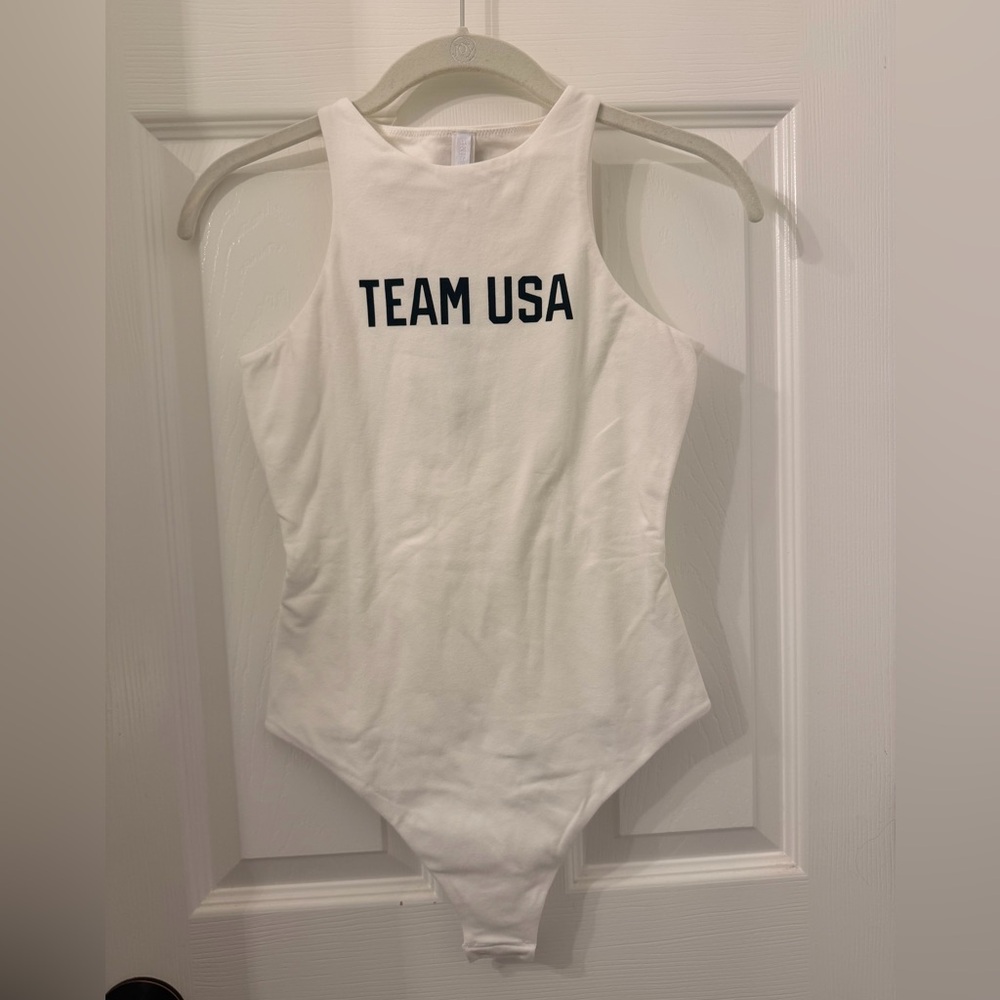 SKIMS Team USA Olympic High Neck Bodysuit in White